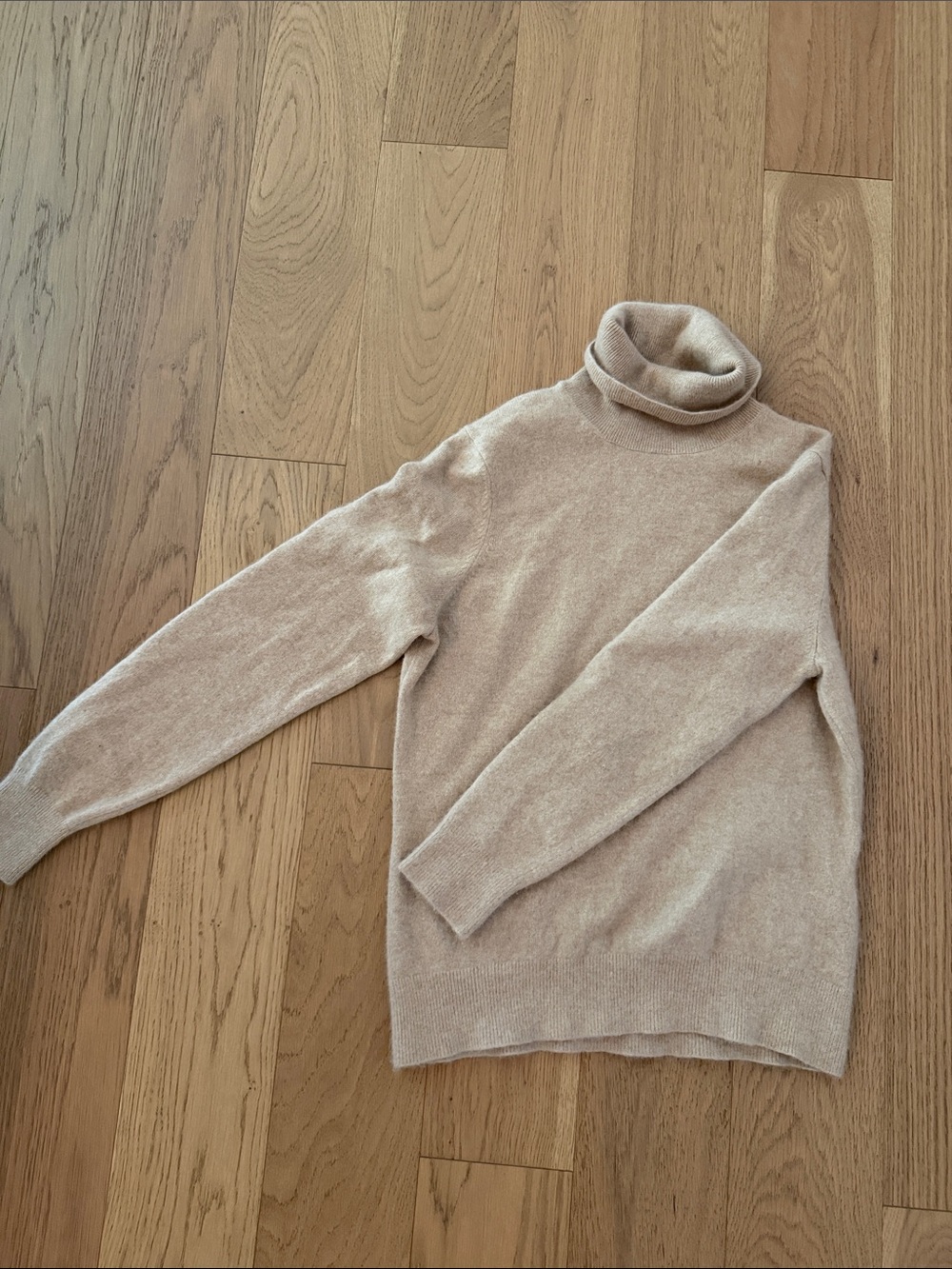 Lands' End Cream Ribbed Turtleneck Sweater